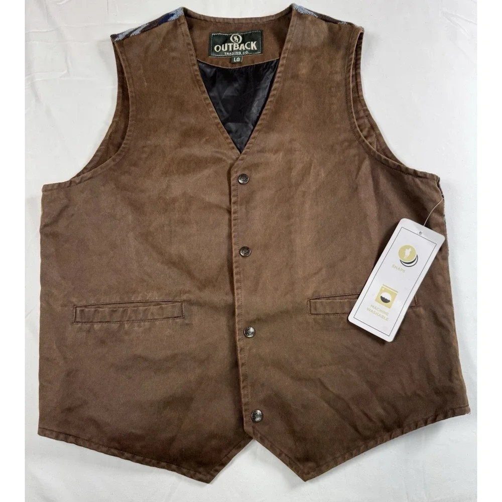 Outback‎ Trading Co Sebastian Aztec Back Snap Button Vest Cowboy Size Large New